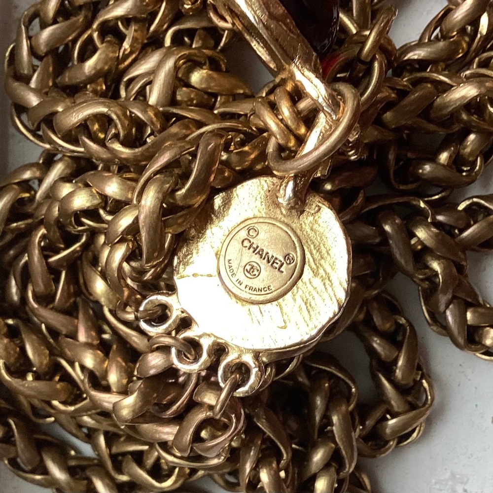 CHANEL 1970s vintage bold chunky runway bezel lucite gripoix belt/necklace